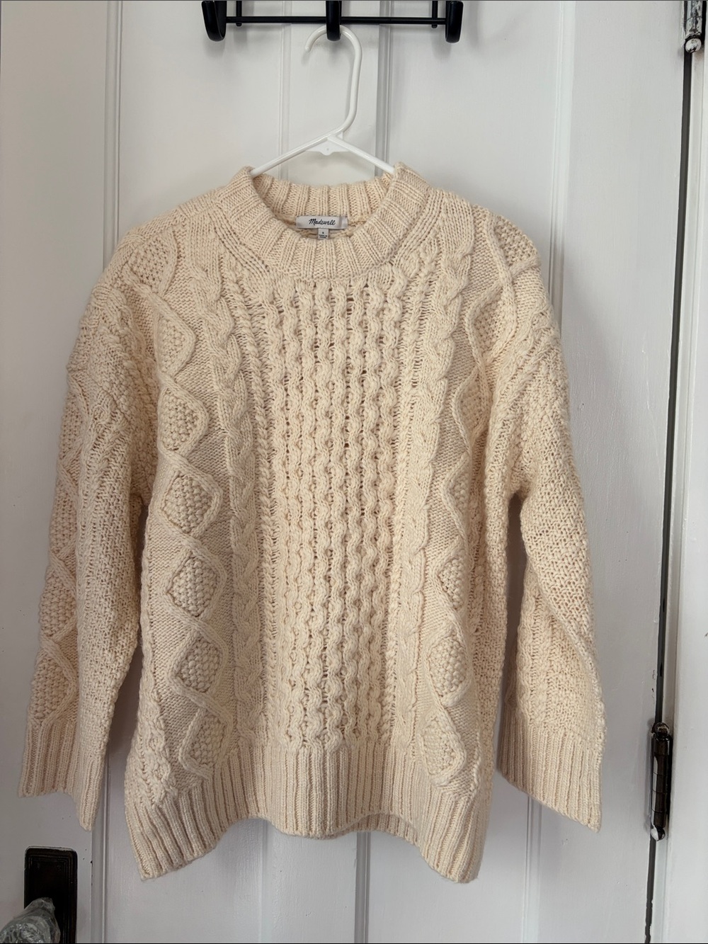 Madewell Cream Cable-Knit Oversized Sweater